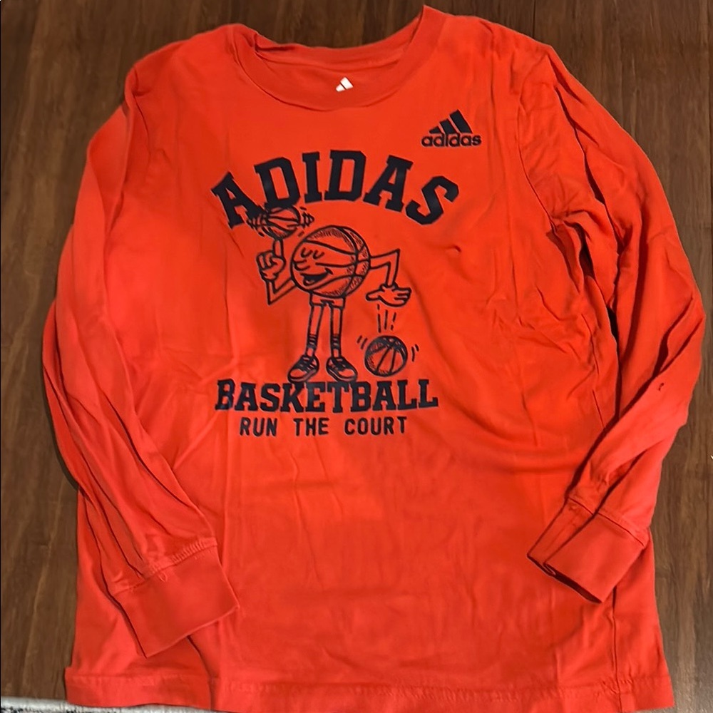 Adidas Orange Long Sleeve Basketball Tee